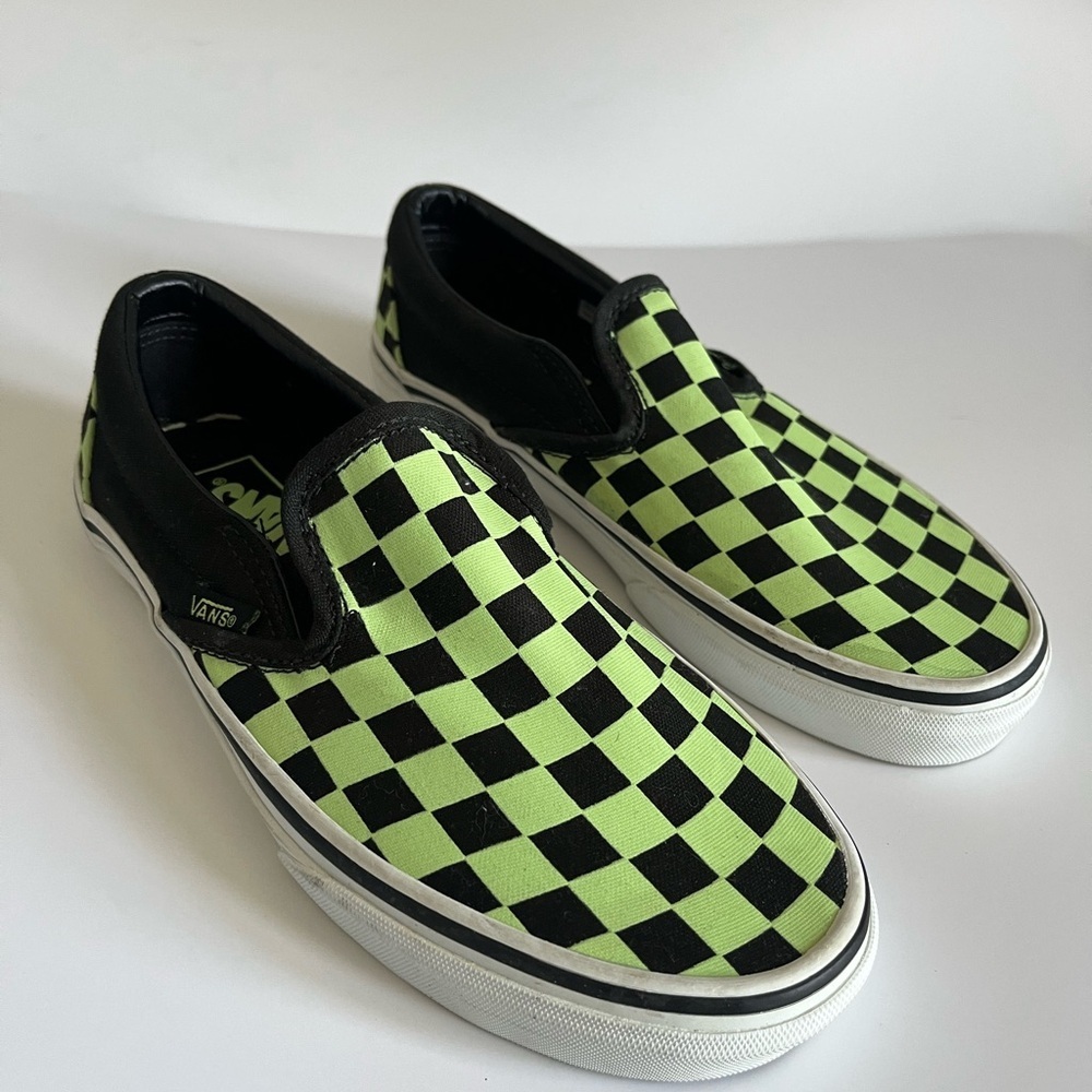 Vans Classic Slip-On Glow Checkerboard Black/Green